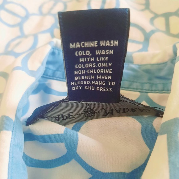 Cape Madras Womens Blue White Button Down Blouse Size Medium - Picture 3 of 5